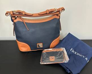 Dooney  Bourke NAVY Leather Hobo Bag with Wristlet and Key Fob