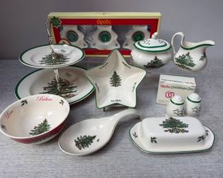 Spode Christmas Tree Holiday Serving Collection  10 Piece Lot, Made in England