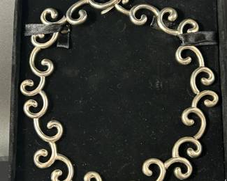 Sterling Silver Modernist Swirl Necklace from Thailand