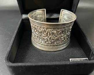 ArtisanCrafted Sterling Silver Cuff Bracelet Floral Design