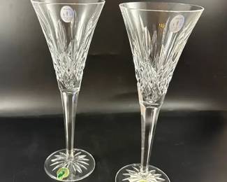 Set Of Waterford Lismore Crystal Toasting Flutes