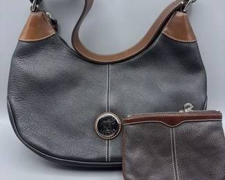 Dooney  Bourke Black Leather Hobo Bag and Brown Wristlet