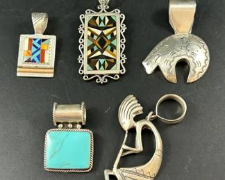 5 Sterling Silver Southwestern Themed Pendants