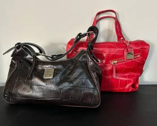 Dooney  Bourke Croco Embossed Leather Large Hobo Bag and Croco Embossed Leather Small Sarah Bag