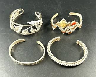 4 Sterling Silver Cuff Bracelets