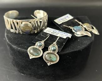 Dominique Dinouart Limited Edition Gemstone Cuff Bracelet  2 Pairs Hagit Gorali Earrings