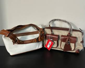 Dooney  Bourke Pebble Leather Medium Slouch  Signature Melange Fabric Pocket Satchel with Wristlet