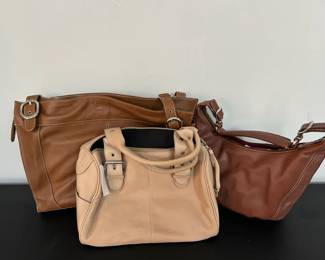 Tignanello Leather Double Handle Lg Satchel, Smooth Leather Hobo Bag  Lg Double Handle Slouch Tote
