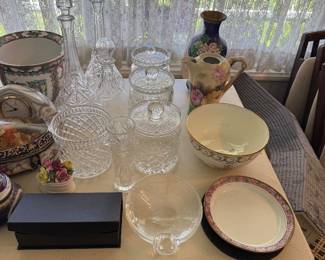 Vintage biscuit chairs, crystal, antique bowls and unique finds