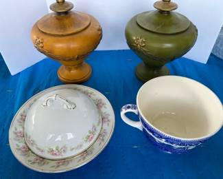 Two MCM Haeger Urns, Butter Dish, Lrg Cup
