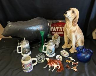 Decorative Lot Including Breweriana, Wolves, Some Glass