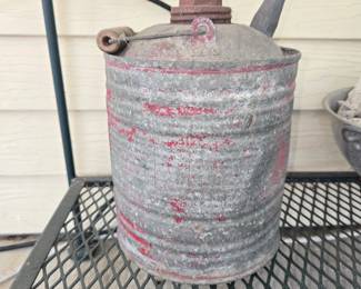 vintage galvanized metal fuel or gas can
