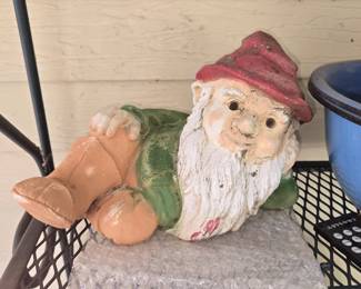 vintage reclining garden gnome statue