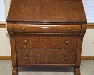antique quarter-sawn tiger oak secretary desk