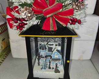 Thomas Kinkade "LOVE" Illuminated Lantern from The Bradford Exchange Sparkle of the Season collection.