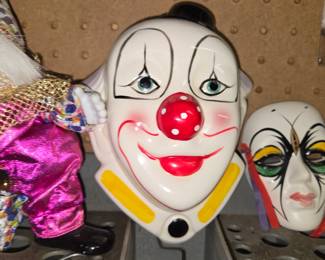 vintage ceramic or porcelain clown face wall hanging
