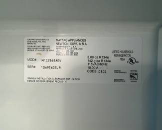 Maytag Refrigerator Mod/Ser
