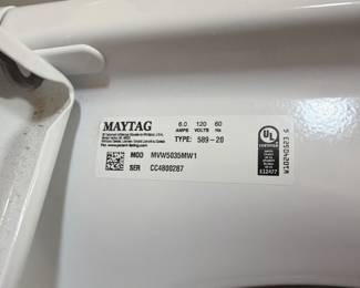 Maytag Washer Label