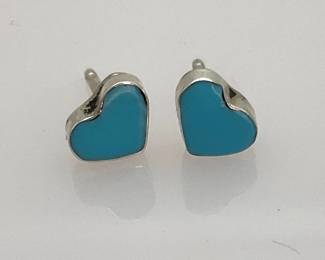 Zuni Turquoise Heart Earrings