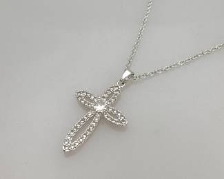Silver Tone Cross Necklace