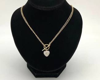 18K Over Silver Necklace with Diamond Accent Pendant