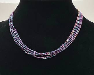 Rainbow Colored Black Spinel Multi Strand Necklace
