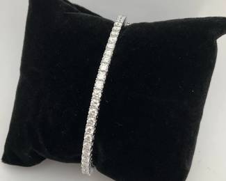 Moissanite and Sterling Bangle Bracelet