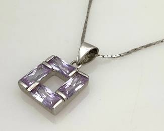 Purple CZ and Sterling Necklace