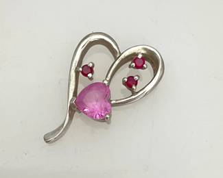 Sterling Silver Garnet and Pink Spinel Heart Pendant