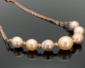 18K Rose Gold Over Sterling & Pearl Necklace