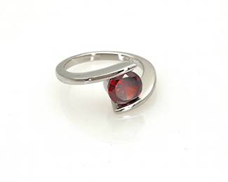 Garnet CZ Sterling Silver Ring