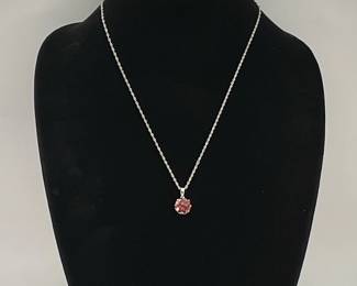 Red Tourmaline Silver Necklace