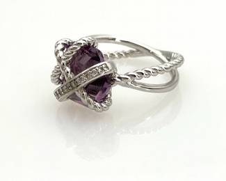 Silver Ring with Purple Wrapped Stone