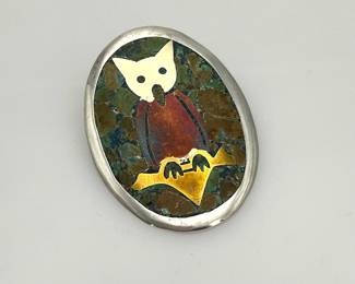 Sterling Owl Brooch