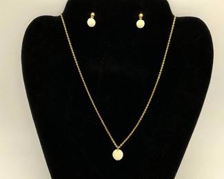 Carved Floral Earrings & Necklace