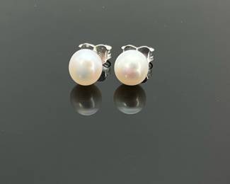 Faux Freshwater Pearl Silver Earrings