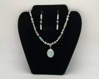 Amazonite, Aquamarine and Pearl Necklace