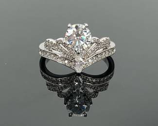Moissanite and Sterling Ring