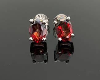 Garnet Silver Earrings