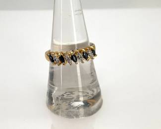 18K Over Sterling Sapphire Ring