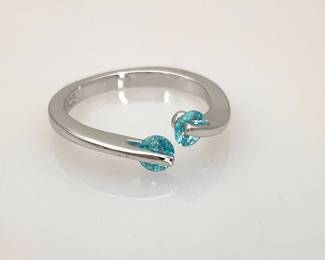 Sterling Silver & Aqua Blue CZ Ring