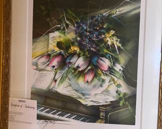 Framed Floral And Piano Art