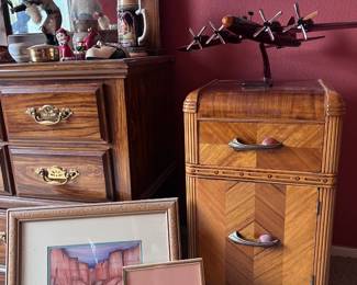 Woven Drawer Unit And Framed Pictures