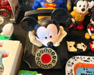 vintage Disney Mickey Mouse desk telephone, likely produced by Telemania or Segan Products during the 1990s