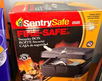 SentrySafe 0500 Fire-Safe Security Box in its retail packaging
