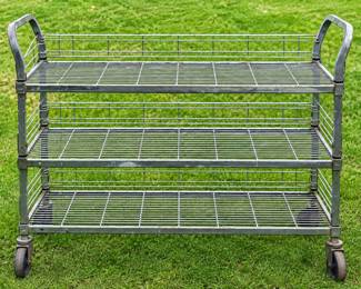 Three-tier rolling metal utility cart
