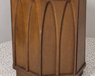 Vintage wooden drum-style end table