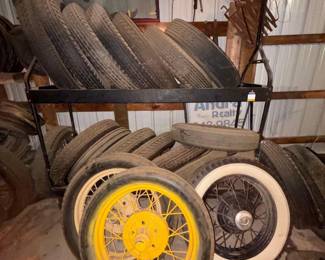 Firestone Sign and Model A Tires