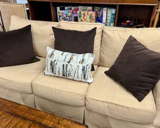 3-Cushion Sofa with Throw Pillows
