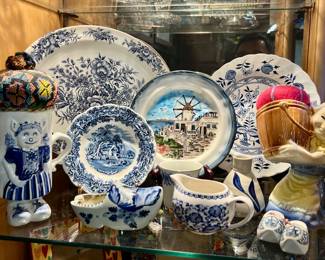 Dutch-Themed & More Blue and White China Pieces 